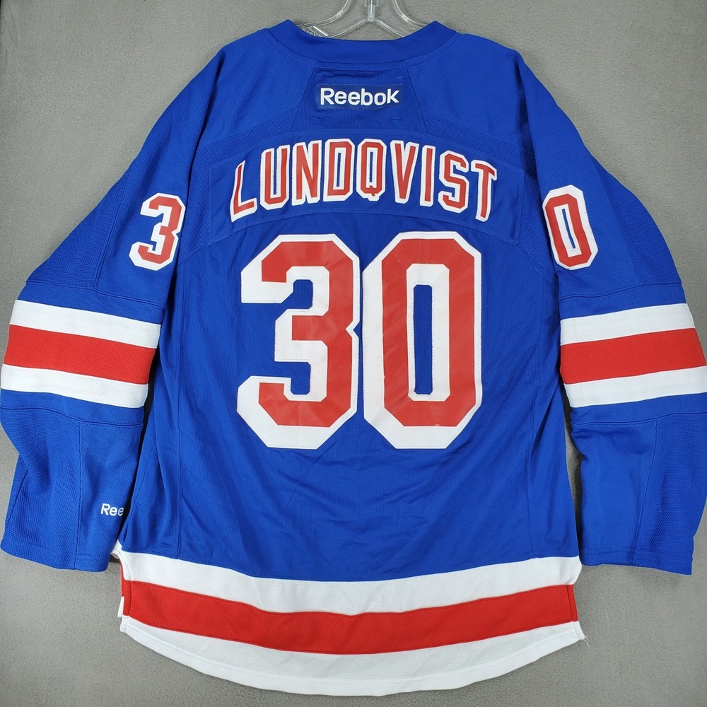 Reebok Hockey Jersey Mens L Blue Henrik Lundqvist NY Rangers 30 Stitched NHL